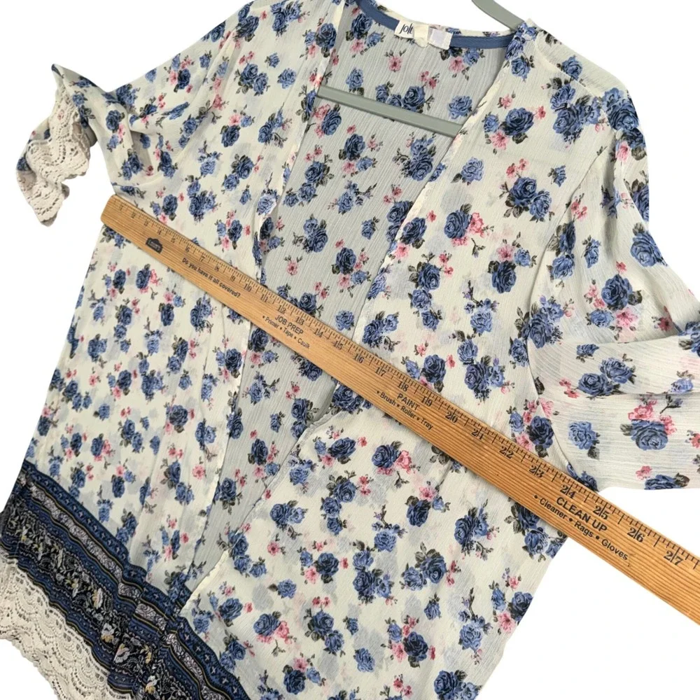 Boho Floral Crochet Lace Kimono Womens XL Cottagecore Festival Cardigan‎